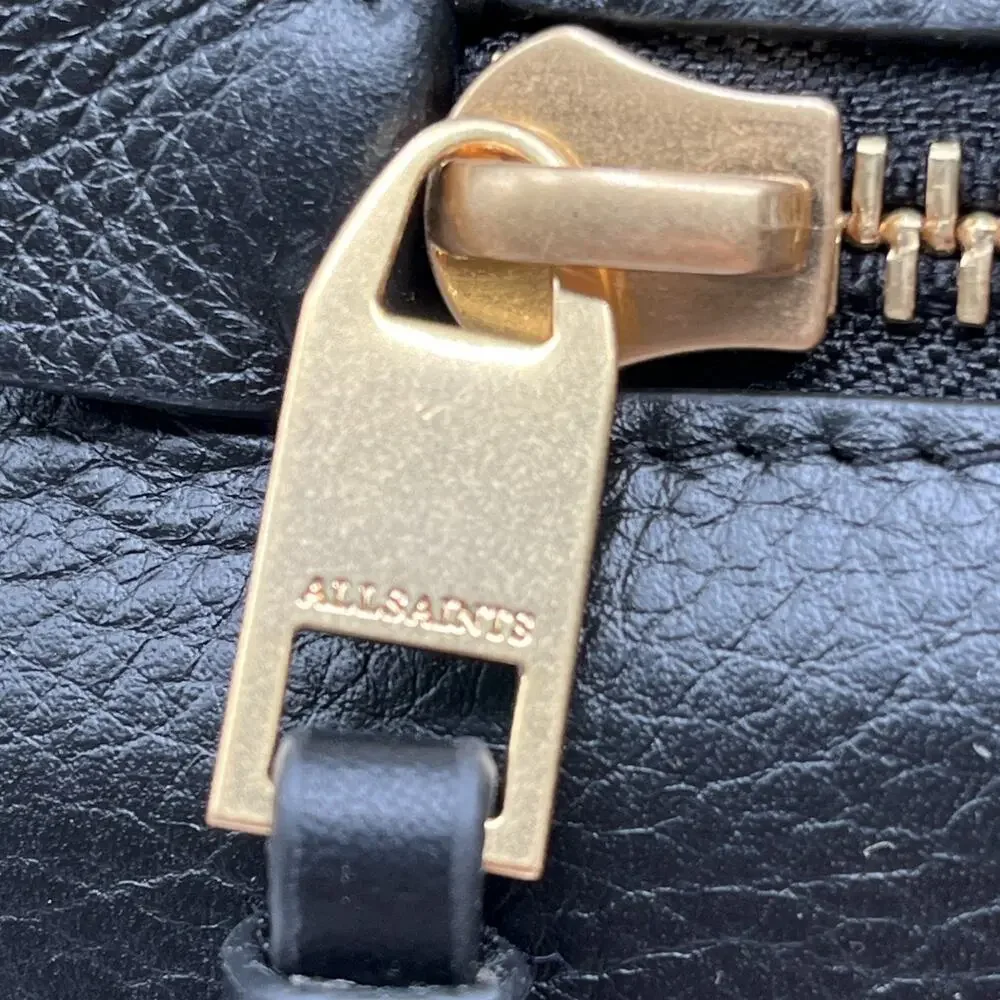 All Saints Women's Black Tote Bag Gold Hardware PEREZ LEATHER SHOULDER BAG NWT
